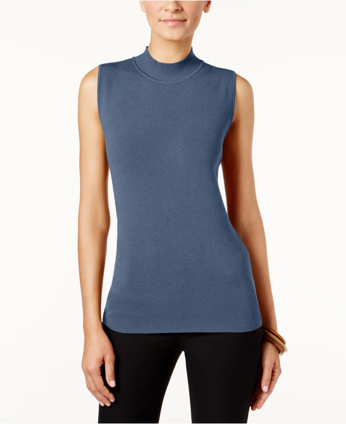 blue mock turtleneck